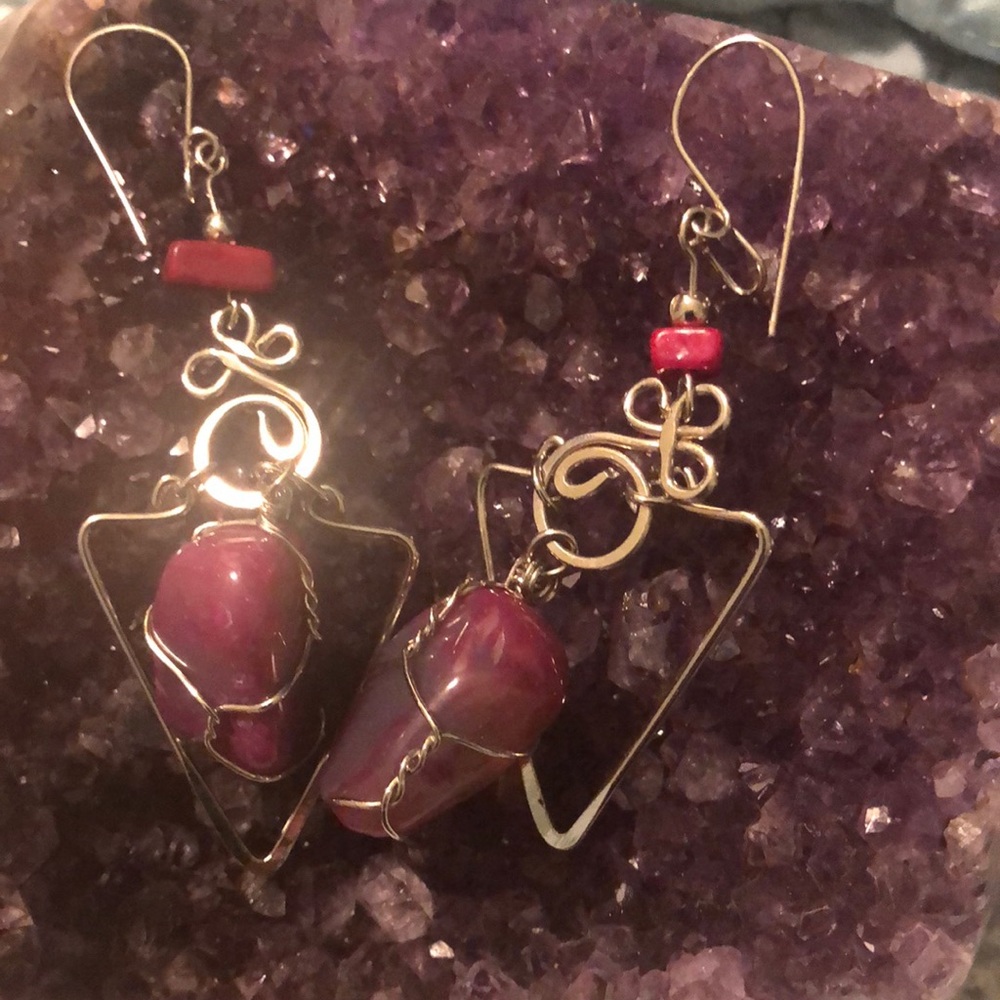 Pink agate silver hand made in Peru